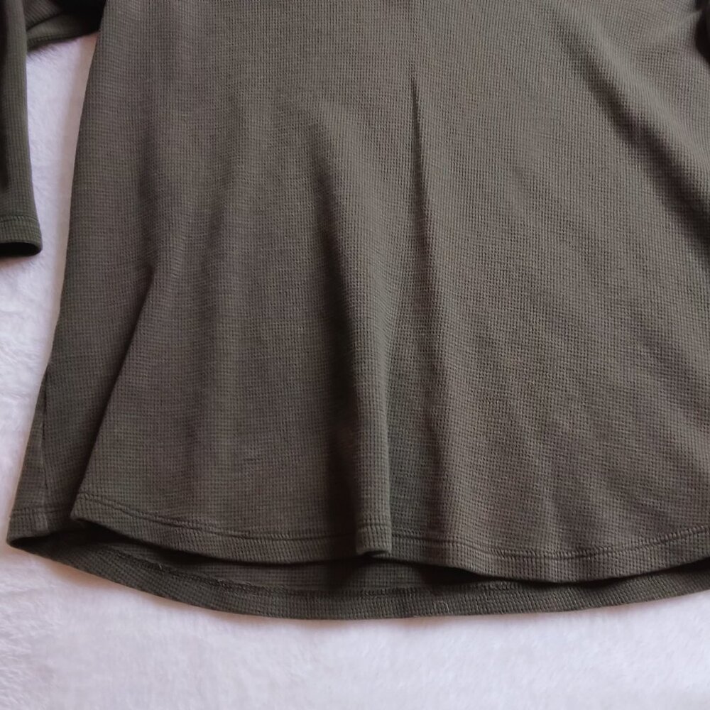 Christopher & Banks 🍃 Womens Hunter Green Mini Waffle Pattern 3/4 Sleeve Top🍃 - Picture 6 of 14